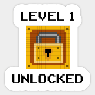 Level 1 Unlocked 1st Birthday Boy Gamer Gift Pixel Art Sticker